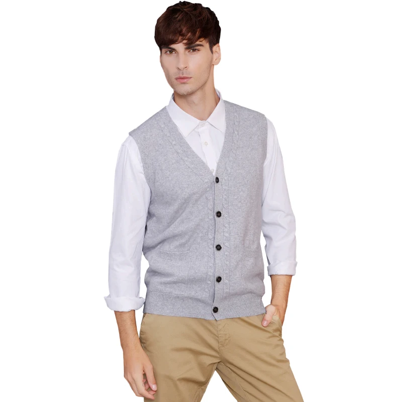 Мужской кашемировый кардиган с V-образным вырезом на пуговицах | Мужская одежда