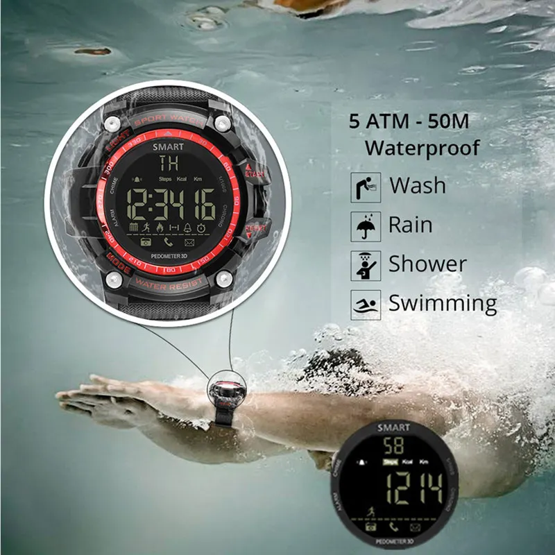 Спортивные Смарт-часы GONOKER EX16S шагомер фитнес Цифровые водонепроницаемый
