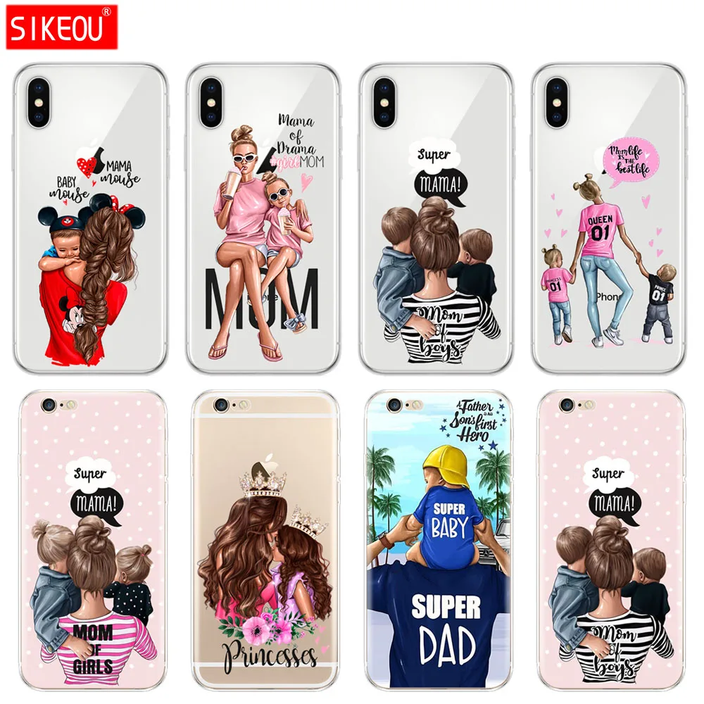 Силиконовый чехол для iphone 4 4s 5 5s SE 2020 6 6s 7 8 plus x 10 XR XS 11 pro MAX мамы девочки и