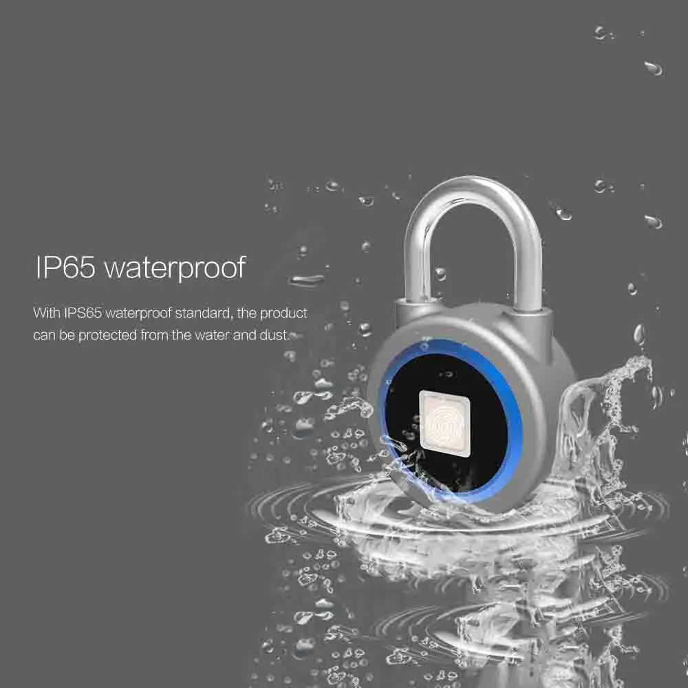 P2 Smart Keyless Fingerprint Lock Bluetooth Phone APP Unlock Waterproof Anti-Theft Padlock Door for Android iOS | Безопасность и