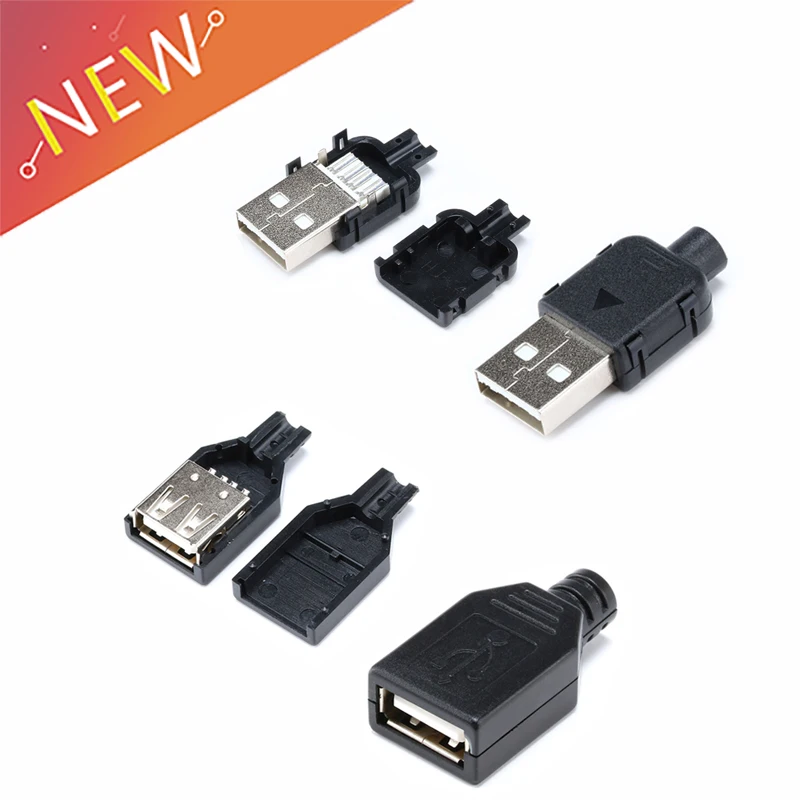 10 шт. 4 контактный разъем типа A Мама и папа с черной пластиковой крышкой USB (5 + 5