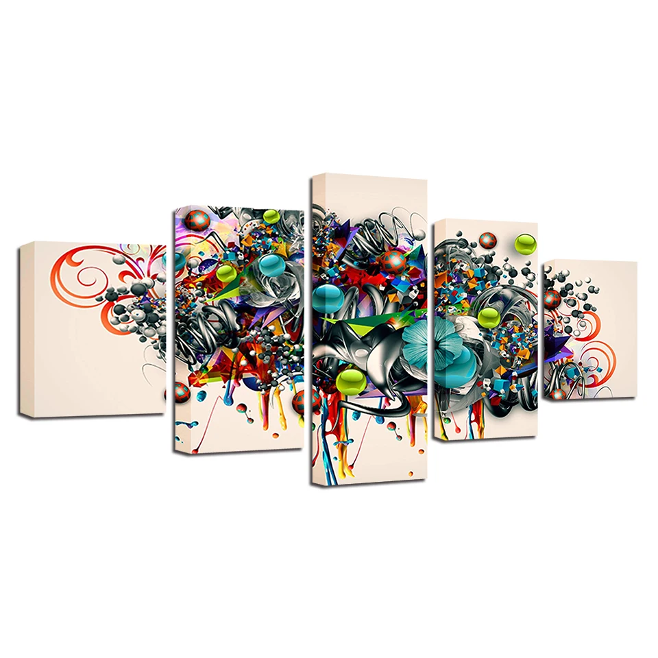 Печатная Абстрактная живопись Декор для спальни настенное искусство 5 шт.