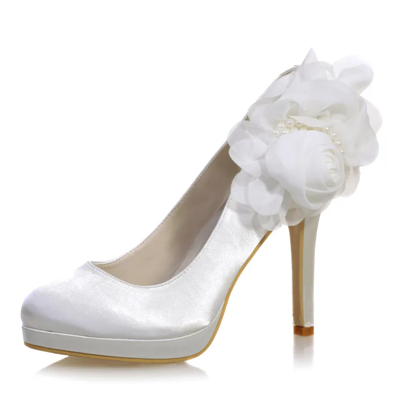 

High Heels Platform Women Wedding Shoes Stiletto Heels Round Toe Satin Prom Evening Formal Party Ladies Dress Pumps