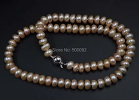17 7 7 5mm pink lavender freshwater flat pearl necklace free shipping