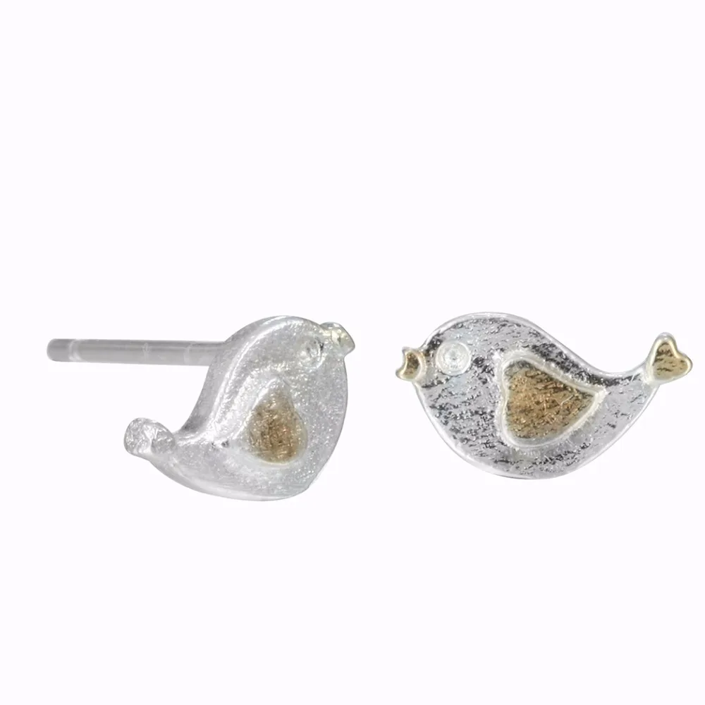 QIAMNI милые желтые серьги гвоздики с крыльями сердца и птицами для женщин девочек