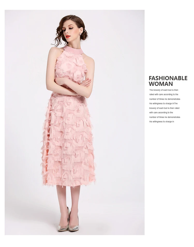 2018 г. летняя элегантная розовый аппликации-line шифоновое платье Vestido de Festa Холтер с