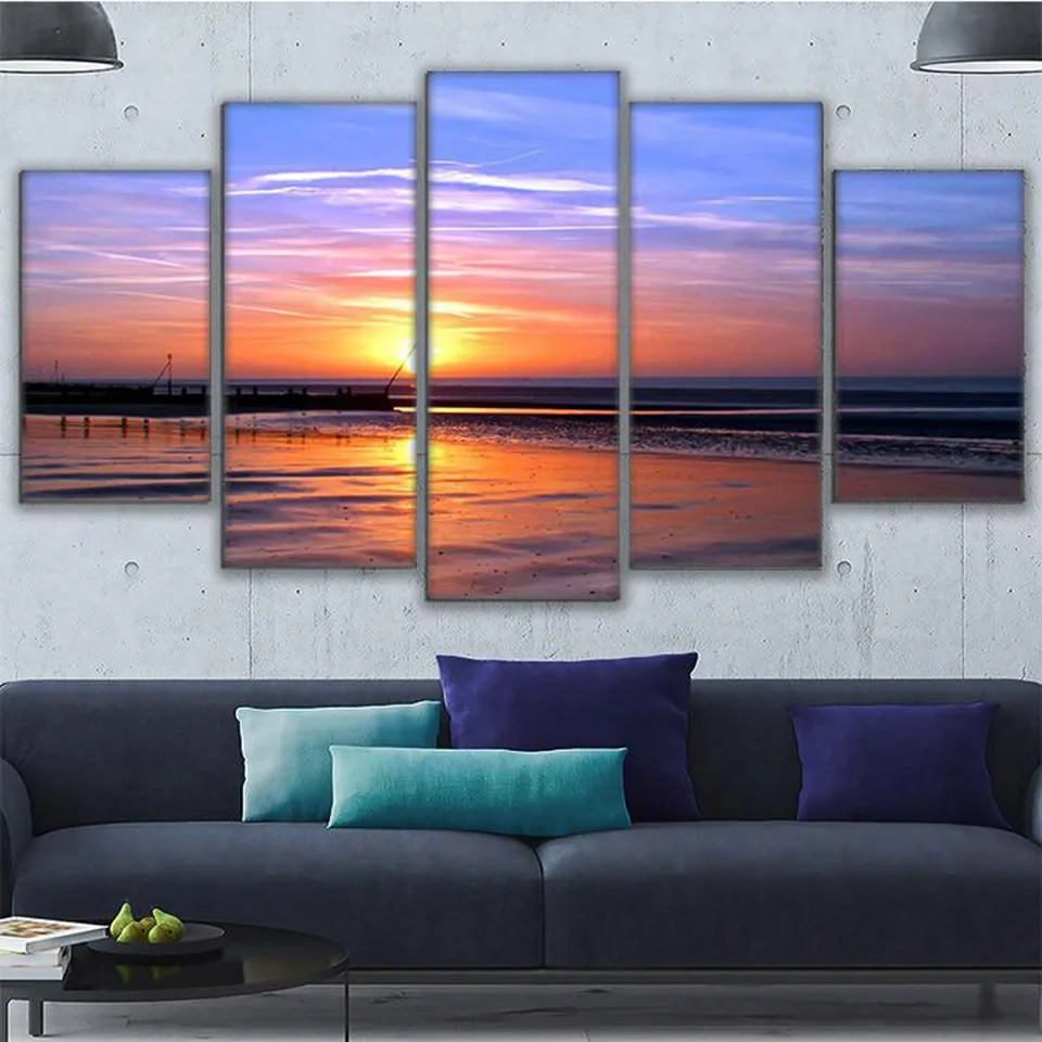 Стены фото Винтаж домашний декор Картины на холсте 5 Панель красивый восход