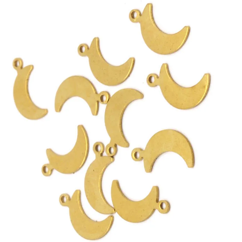  . 100 шт. .. Необработанные латунные подвески Moon Charms sz (14x6 мм) Brs 785|moon charm|charm charmbrass charms