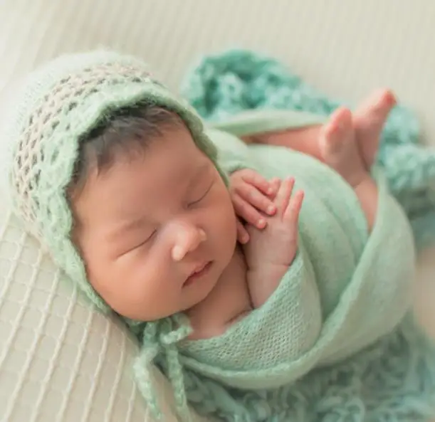 Hat and Wrap D Винтажная мохеровая обертка для новорожденных, стрейчевая трикотажная обертка s, трикотажное Пеленальное Одеяло для новорожденных, для фотосессии, тканевая ткань - Цвет: Hat and Wrap D