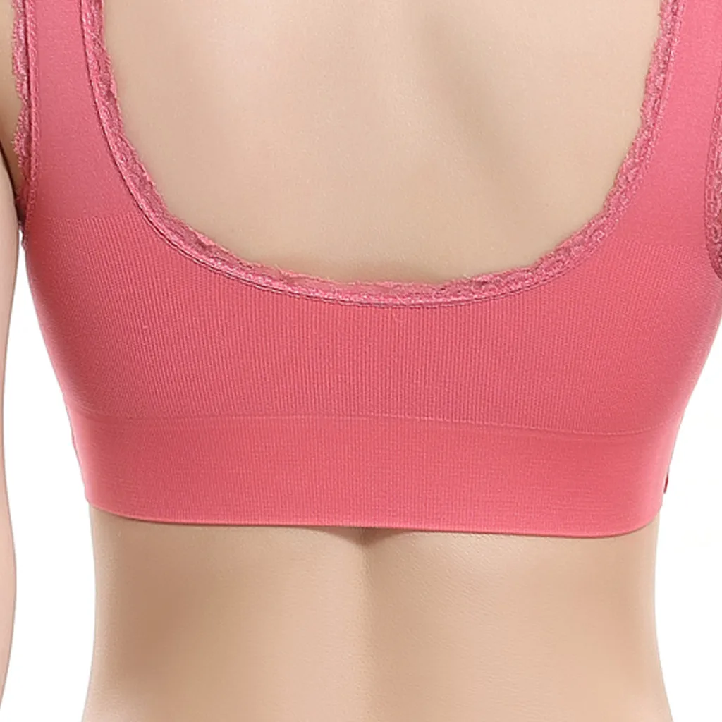 

1 PC Women Ladies' plain Color Cotton Sports Bra High Breathable Top Front Cross Side Lace Sports Bra Full Cup Bra Vest Tops