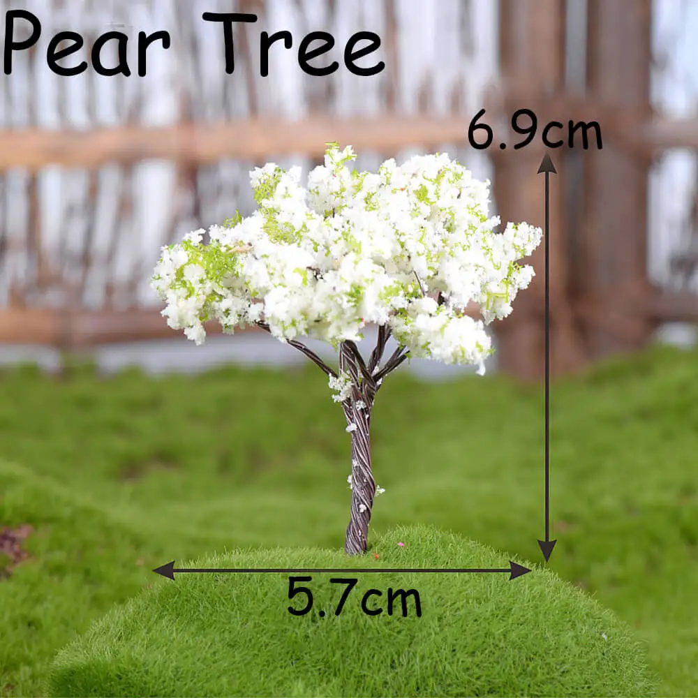 pear tree 1 шт. садовые украшения мини дерево Фея миниатюры микро пейзаж смолы ремесла фигурка бонсай сад украшения для террариума - Цвет: pear tree