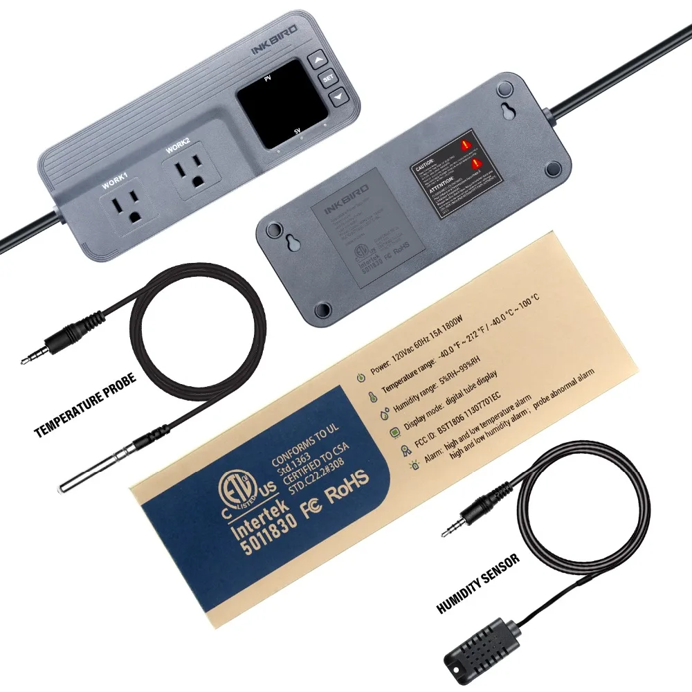 Inkbird 120 В 15A 1800 Вт комбинированный регулятор температуры и влажности ITC-608T цифровой Предварительно проводной выход гигростат термостат