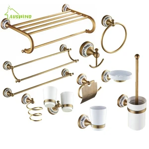 antique solid brass bronze bath hardware sets brushed porcelain base bathroom accessories wall mounted bathroom products rg6 free global shipping