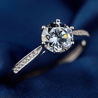 solid 18k white gold 1ct 6 5mm df moissanite 6 prong ring solarite lab diamond engagement ring for women