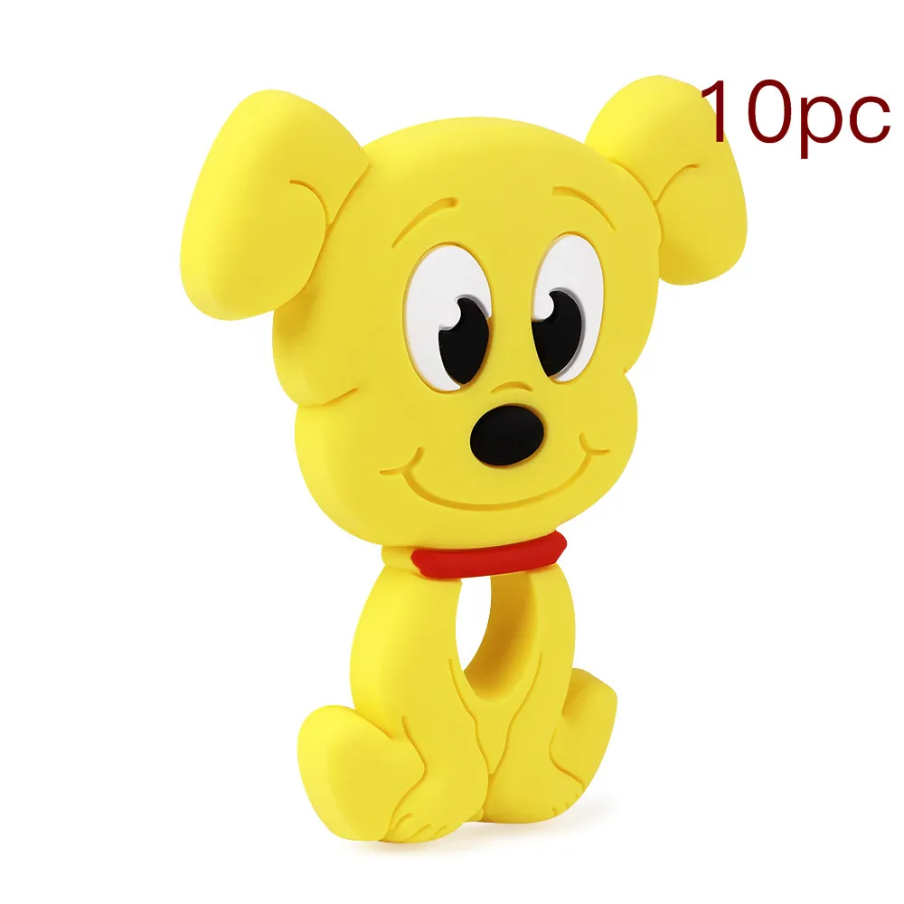 Yellow TYRY. HU 10 шт. милый Прорезыватель для зубов для малышей, Прорезыватель зубов, подвески, силиконовая подвеска, собака для детей, Прорезыватель зубов, подарок - Цвет: Yellow
