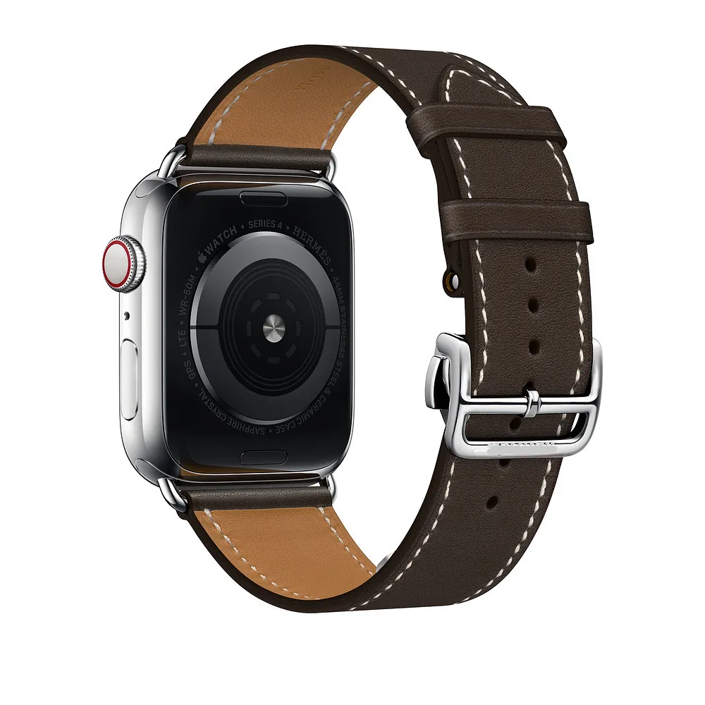 С логотипом Herm для Apple Watch Band 44 мм 40 кожаная Петля один тур развертывания Пряжка