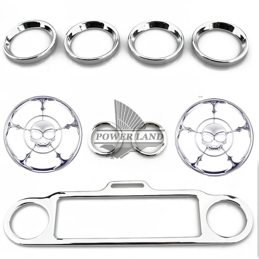 Хромированный динамик в форме черепа обшивка кольца стерео Спидометр 9 шт. для