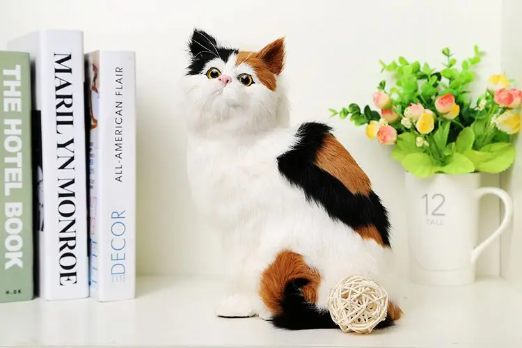 

large 19x14x26cm squatting cat model,polyethylene&furs handicraft Figurines home decoration toy gift a2584