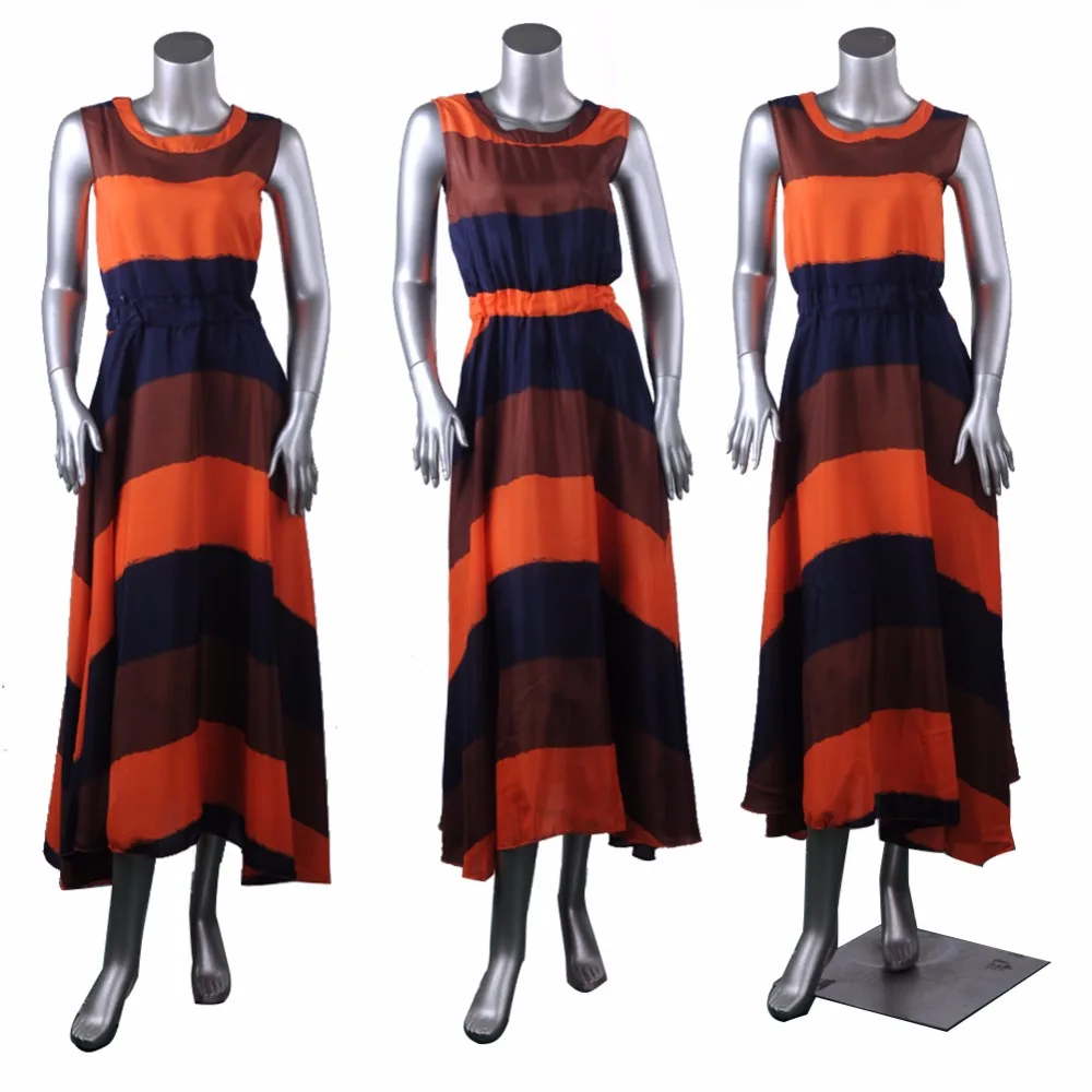 Женское вечернее платье в богемном стиле летние платья плиссе полоску без рукавов шифоновое длинное