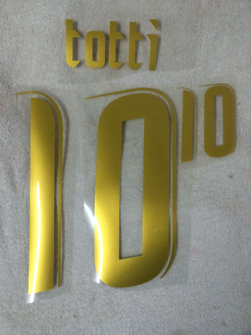 2006 Италия золотые наименования № 13 на юанях Totti Cannavaro Nameset печать флокирование