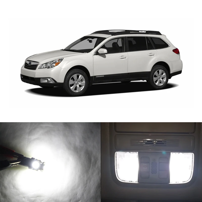 

Подходит для Subaru Outback 2010 2011 2012 белые светодиодные с CANbus комплекты внутренней упаковки для замены освещения номерного знака карты купола две...