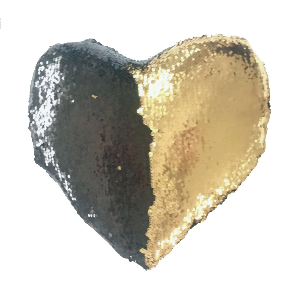 black gold Сердце Форма Sequin Подушка Чехол Русалка диванная подушка крышка, сделай сам, блестящие Двусторонняя Подушка Чехол Цвет изменение подушки Чехол Лидер продаж - Цвет: black gold