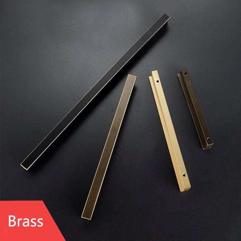 2 шт. золотые скрытые ручки шкафа латунные кухонные для выдвижных ящиков