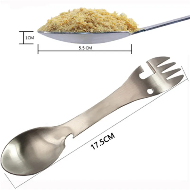 Походная посуда из нержавеющей стали Spork многофункциональная ложка для пикника инструменты для велосипедной вилки Вилка открывалка столовые приборы для путешествий Кемпинг Инструмент