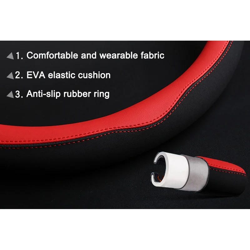 

Hot Comfortable Steering Wheel Cover PU Breathable Anti-Slip Cover for Car Truck BX