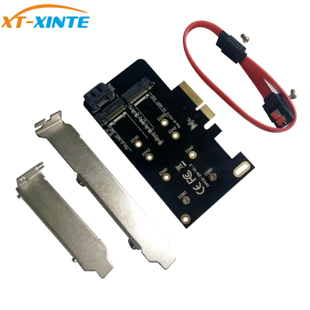 2 порта M.2 PCIE адаптер карта M ключ NGFF SSD для PCI E X4 и B Ключ SATA + 7pin кабель|Платы