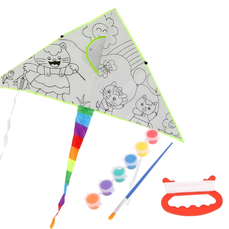 

New DIY Painting Kite With Drawing Kite For Kids Children Flying Outdoor Toy