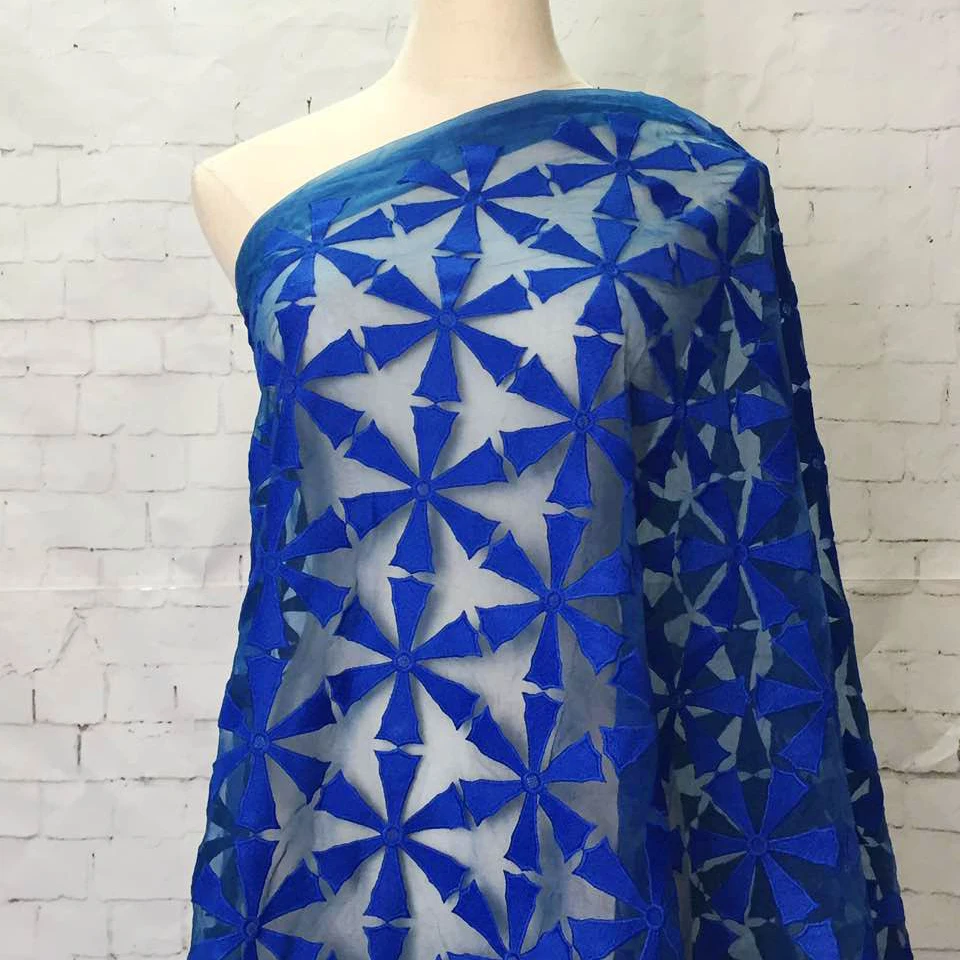 2 ярдов новейшая органза вышивка кружевная ткань 2017 африканская молочная