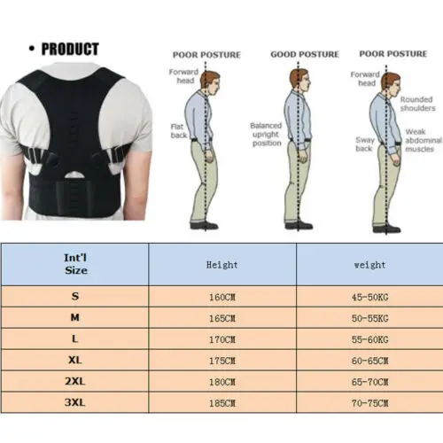 Hot Mens Posture Support Corrector Back Pain Relief Magnetic Belt Brace Shoulder Waist Vest Underbust Trainer Corset | Мужская одежда