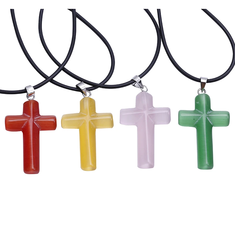 8 шт. смешанных цветов крест лэмпворк стекло кулон ожерелье Модные Ювелирные