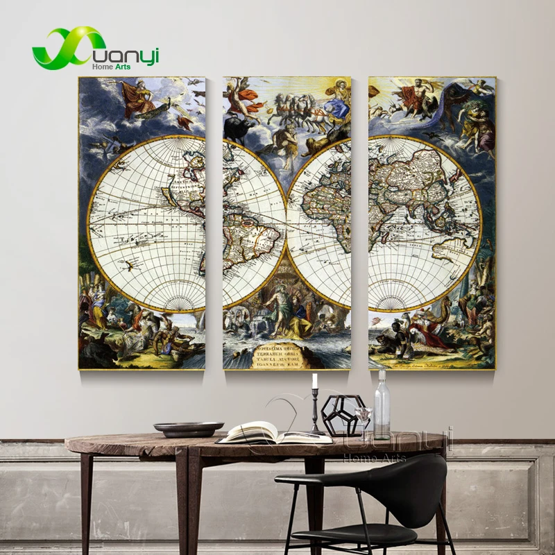

World Map Canvas 3 Piece Oil Painting Wall Art Picture For Living Room Modular Paintings On The Wall Art Cuadros Decor Unframed