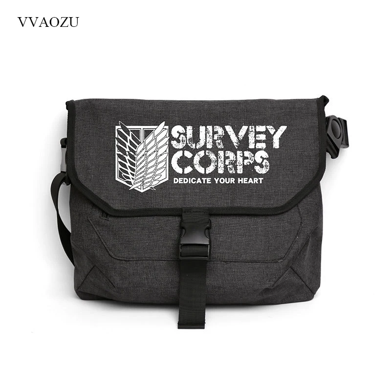 

Attack on Titan Survey Corps Message Bag Oxford Satchels Cross Body Messenger Bag Hasp School School Laptop Shoulder Bags