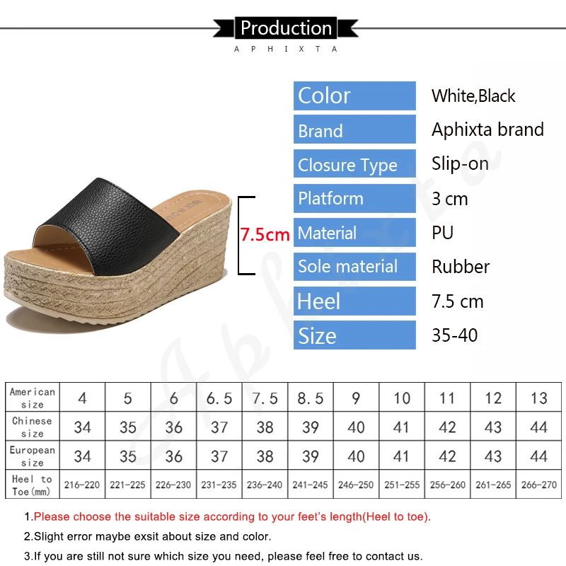 Шлепанцы Aphixta женские на танкетке пляжные сандалии высоком каблуке обувь