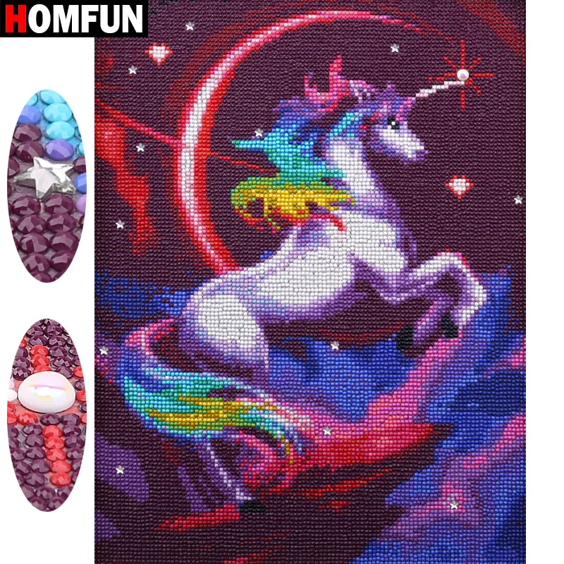 

HOMFUN Special Shaped Diamond Painting Cartoon unicorn Rhinestones 5D DIY Diamond Embroider 5D Home Decor Gift 30x40cm