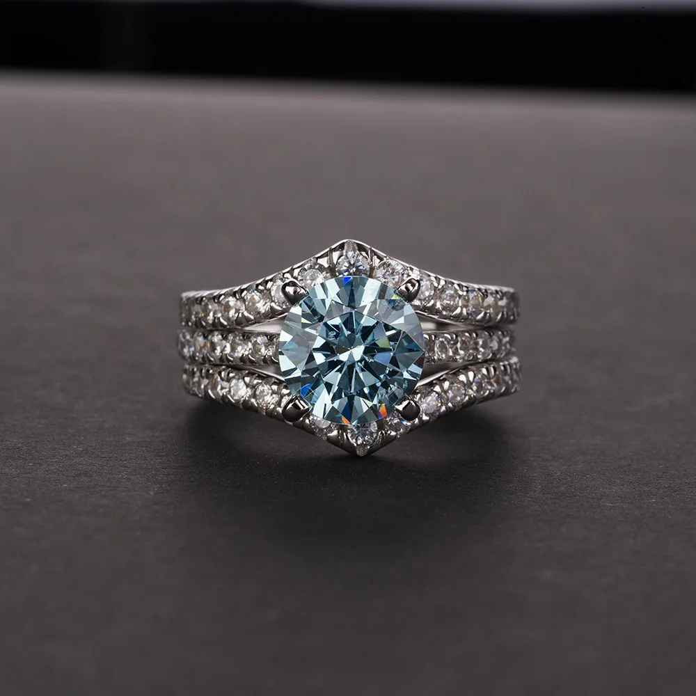 Rainbamabom 925 Стерлинговое Серебро создано Moissanite Драгоценный Камень Обручальное