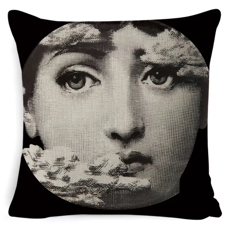 D-43 Fornasetti женский чехол для подушки для лица Европейский Винтажный Стильный чехол для подушки диван автомобильное домашнее сиденье Decora льняная бежевая наволочка 45*45 см - Цвет: D-43