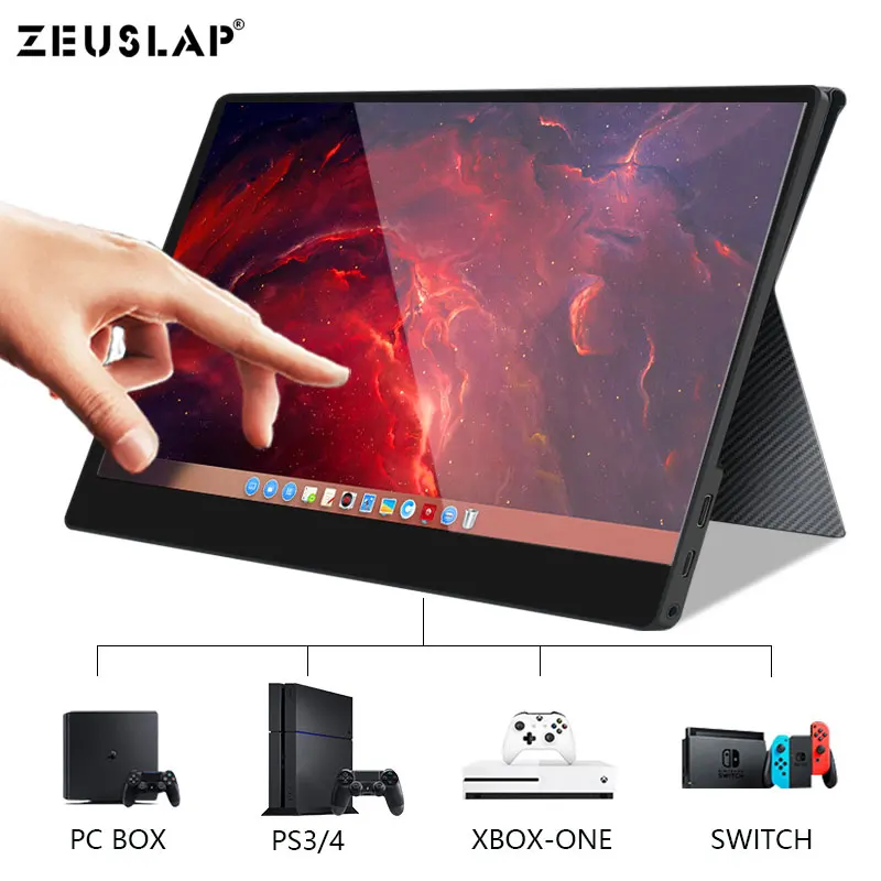Сенсорный монитор на 13.3 дюйма и 15.6 дюйма, разрешение 1920x1080P Full HD, 72% NTSC, 10-точечное касание, зеркальная панель для PS3 PS4 Switch XBOX ONE.