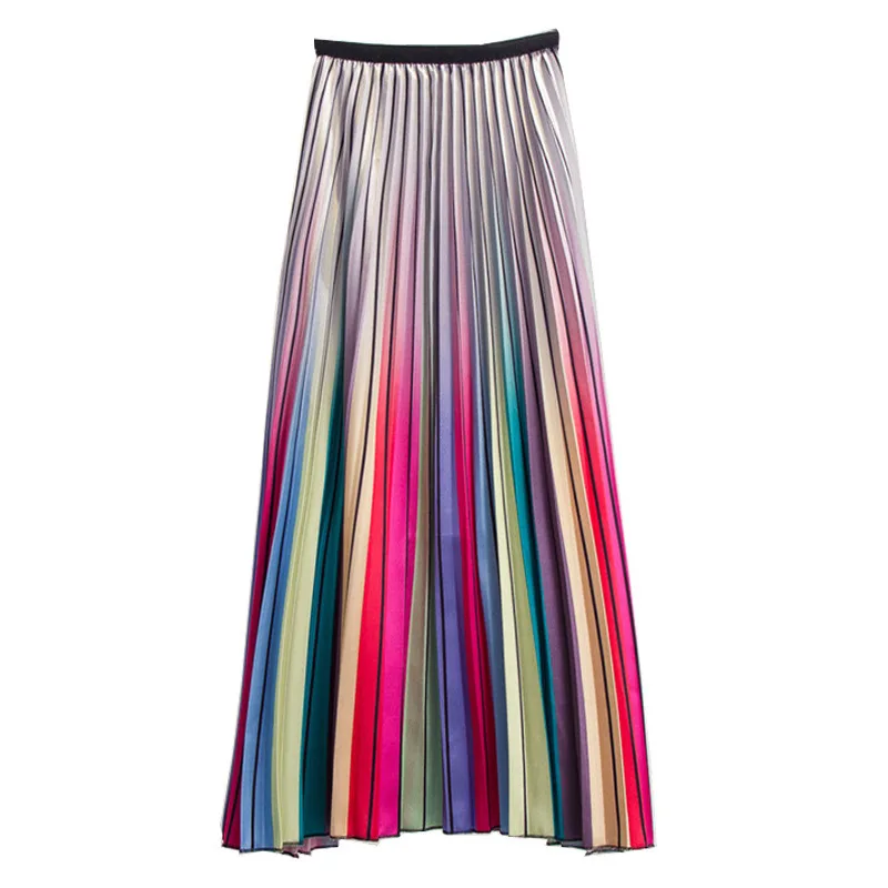 Женская плиссированная юбка LANMREM летняя эластичная полубоди контраст цветов