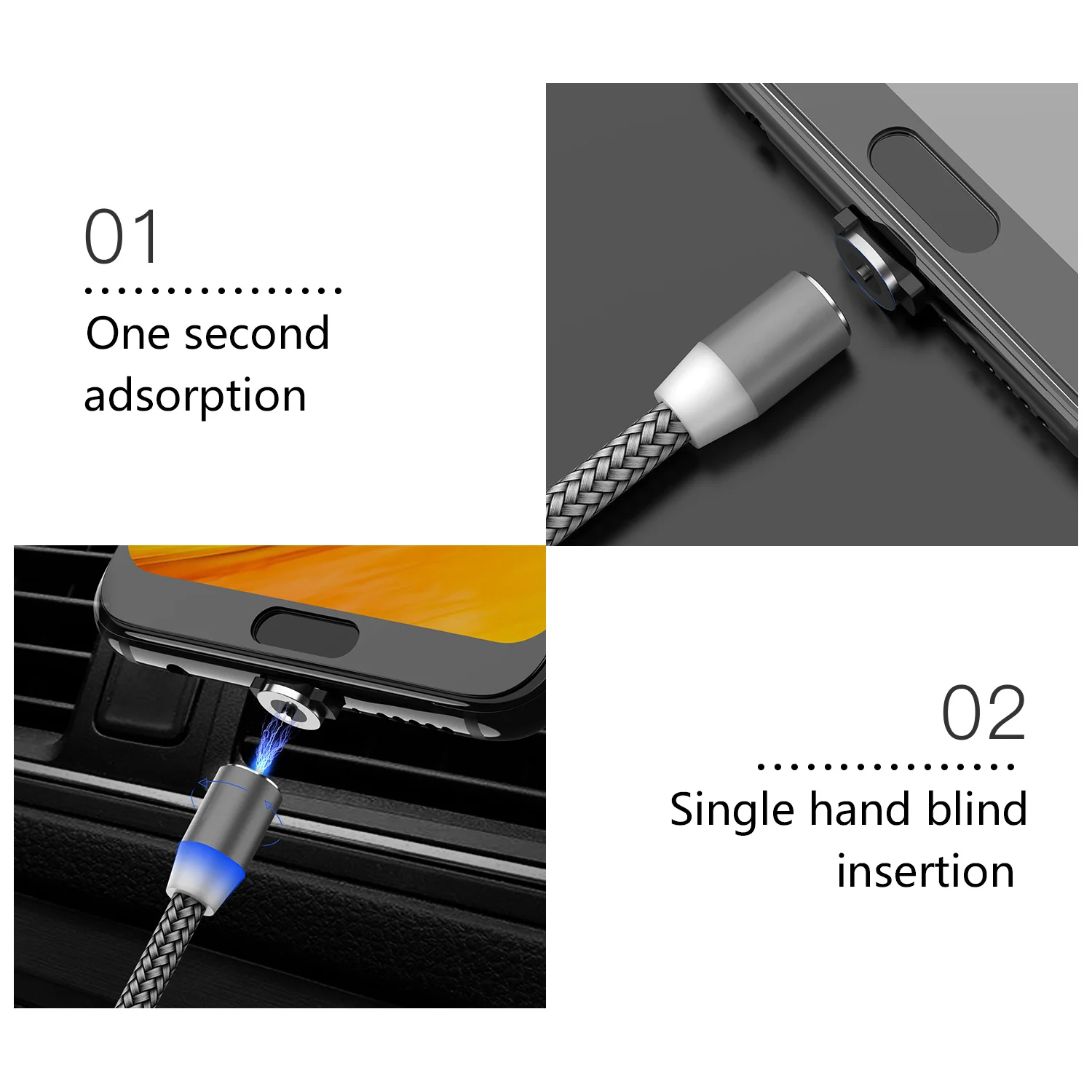 Moskado USB кабель с магнитной зарядкой цифровой линии быстрой зарядки Micro usb для