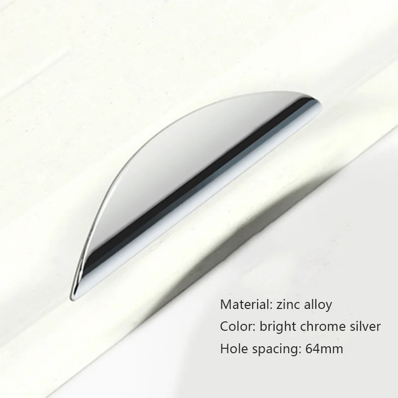 Chrome 64mm Pitch Современный минималистичный ящик с маленькой ручкой, ручка для кухонного шкафа с темными поручнями, ящик для двери шкафа в скандинавском американском черном цвете - Цвет: Chrome 64mm Pitch
