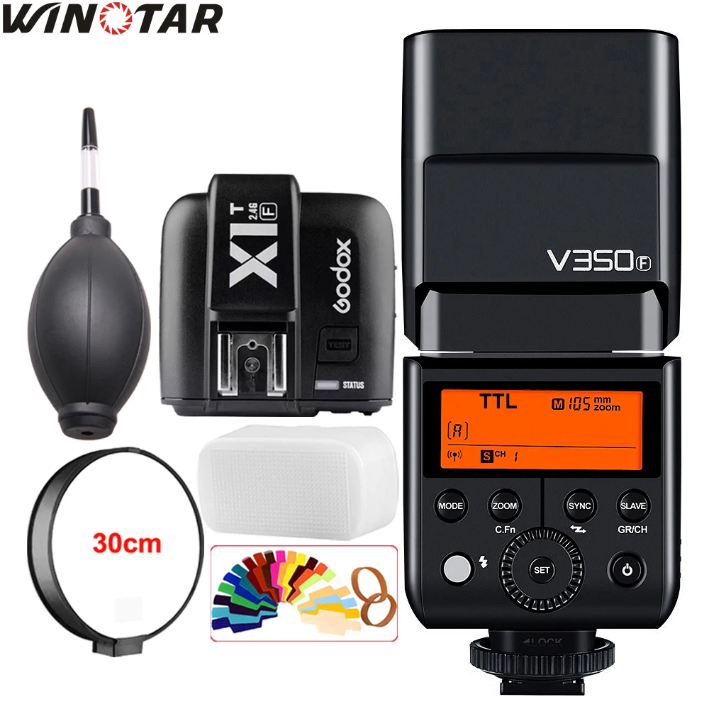 Godox V350F TTL HSS 1/8000s Вспышка Speedlite встроенный литий ионный аккумулятор 2000mAh с X1T F передатчиком для камеры Fuji в