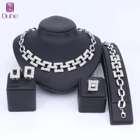 women statement crystal pendant necklace bracelet 4pcs jewelry sets crystal fashion hollow dubai jewelry ethiopian africa gifts