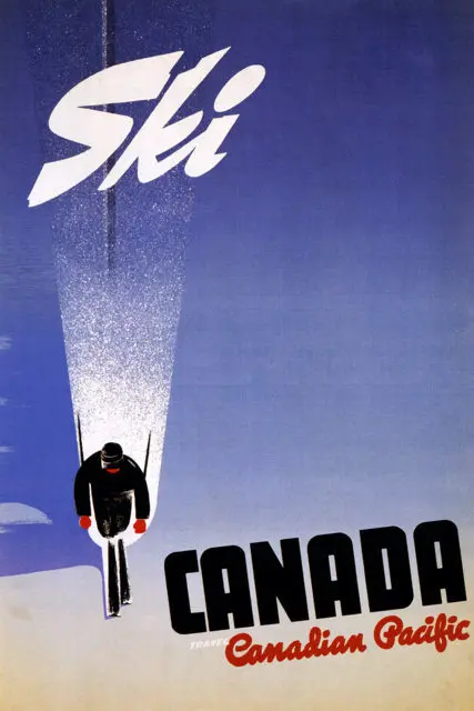 Винтажный постер для катания на лыжах спорта путешествий Канада канадский