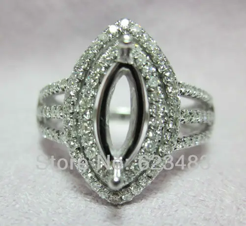 

Marquise Cut 5x10mm solid 14kt White gold Natural Diamond semi mount ring