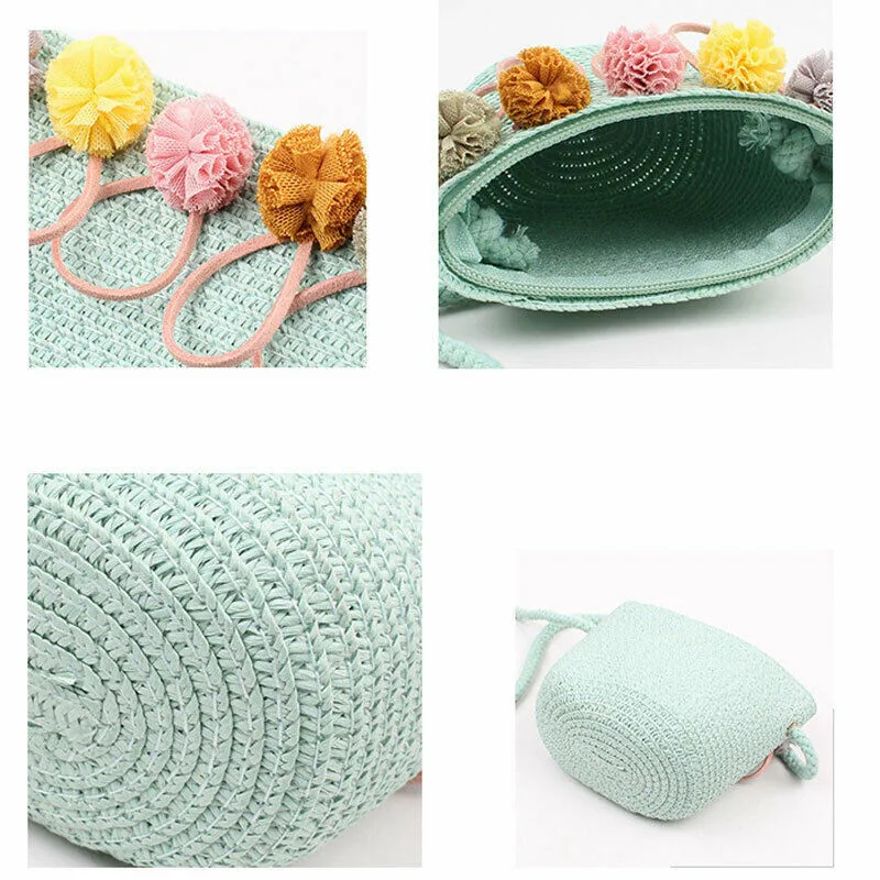 Женская Соломенная пляжная сумка через плечо для маленьких девочек летняя