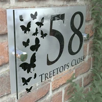 butterflies classic style custom house number home number apartment number house door number sign plaque acrylic